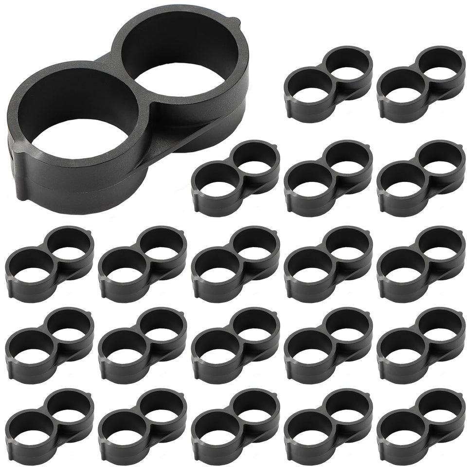 RedChili 20-pack end cap, figure-8 design, seals 1/2 inch drip tubing for leak-free irrigation.