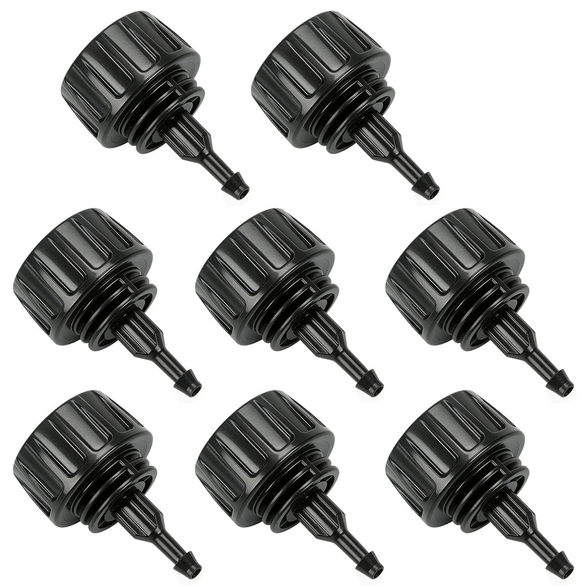 RedChili 8-pack hose-to-drip adapter shows easy, leak-free connection to drip tubing