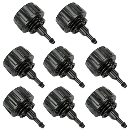 RedChili 8-pack hose-to-drip adapter shows easy, leak-free connection to drip tubing