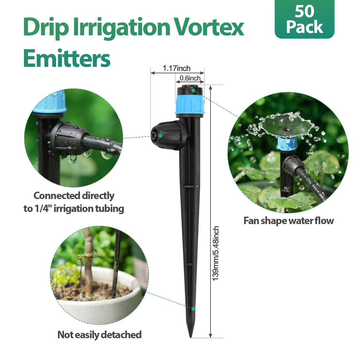 RedChili adjustable-cap close-up shows the 360° control for precise watering.