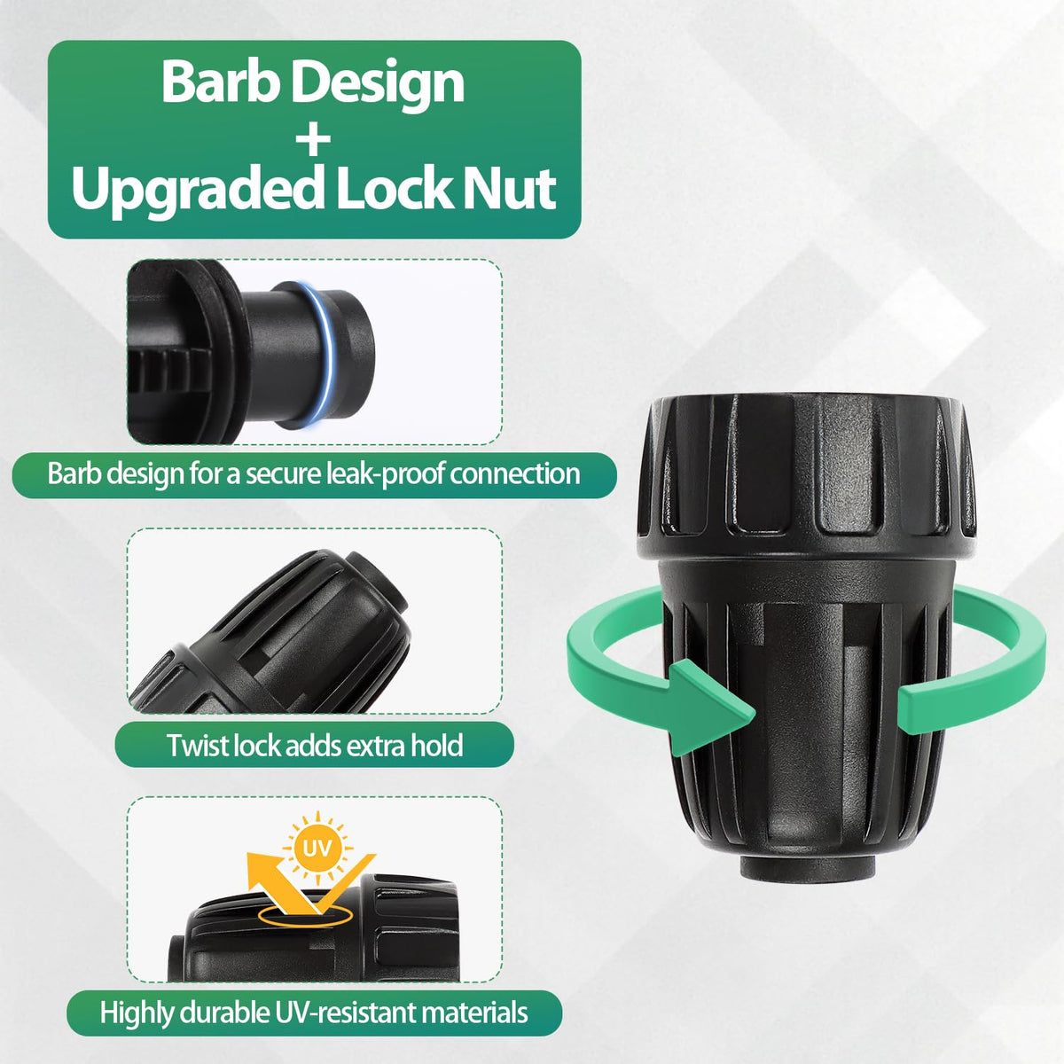 RedChili durable hard-plastic fittings ready for UV exposure in outdoor use.