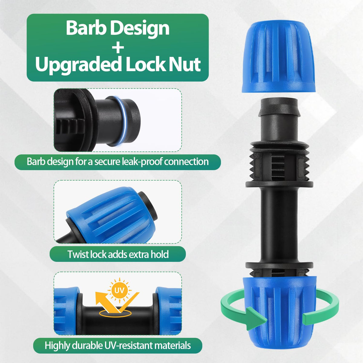 RedChili durable plastic construction resists UV and aging for long-lasting irrigation parts.