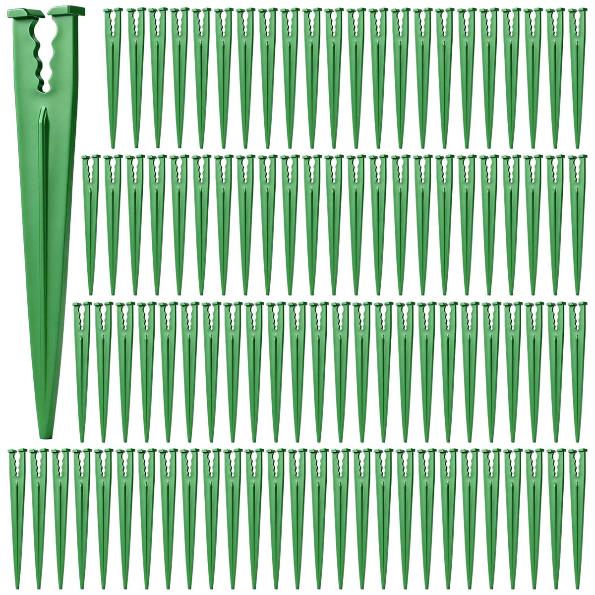 RedChili irrigation stake in-ground setup keeps 1/4 inch tubing secure for organized watering.