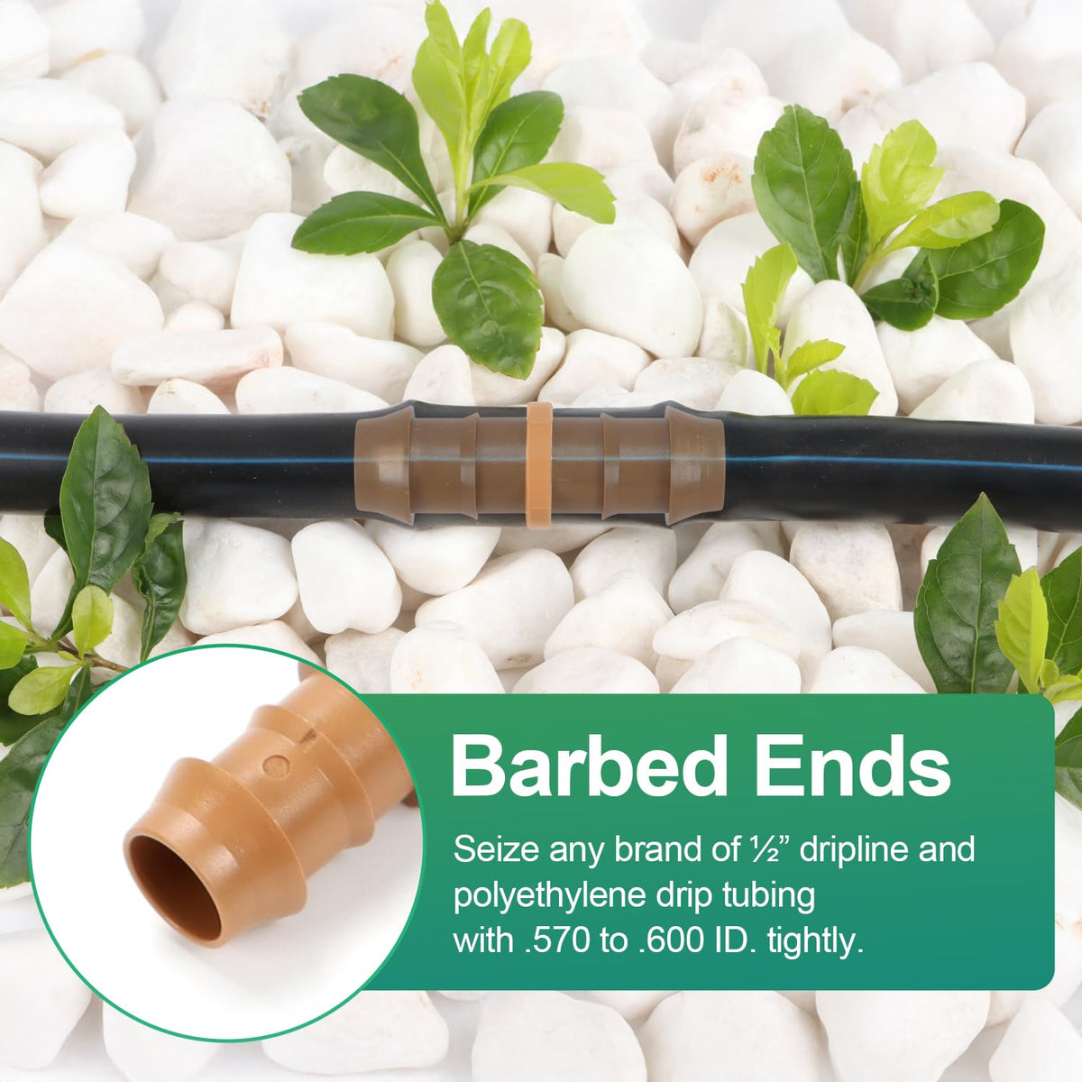 RedChili push-on barbed fittings enable quick installs with a tight grip.