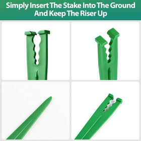 RedChili tubing mounted on stake guides drip lines along the root zone.