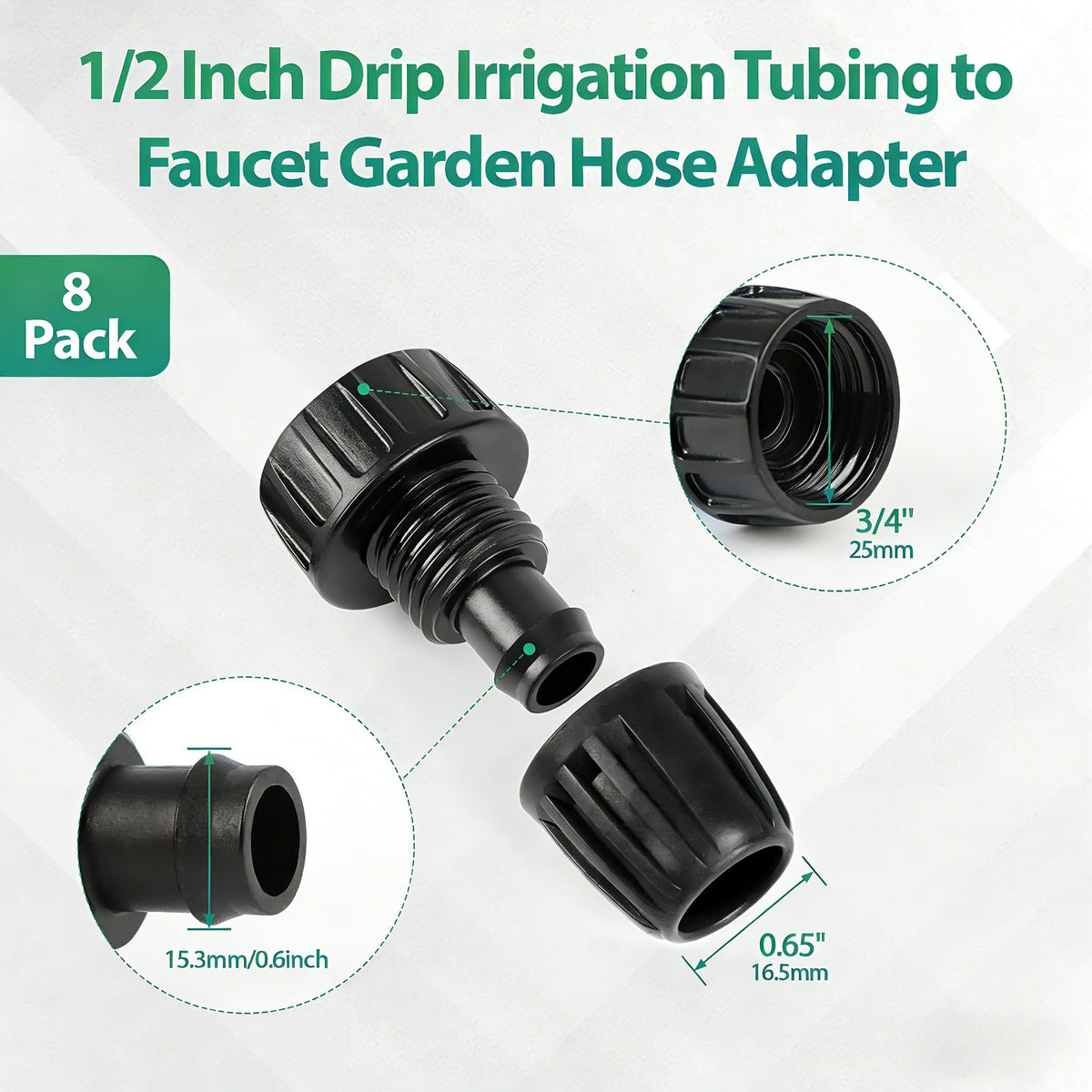 RedChili tubing-to-faucet adapter assembly demonstrating easy push-on and secure nut.