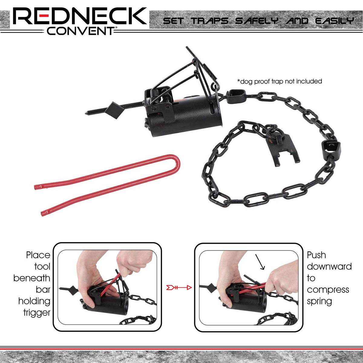 Redneck Convent DP trapping tool with durable metal construction detail.