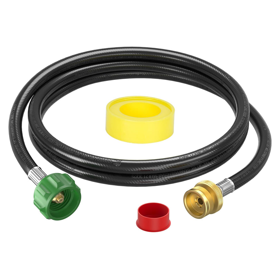 REDPANT 6ft propane hose connector enabling flexible grill setup and safe fuel flow.
