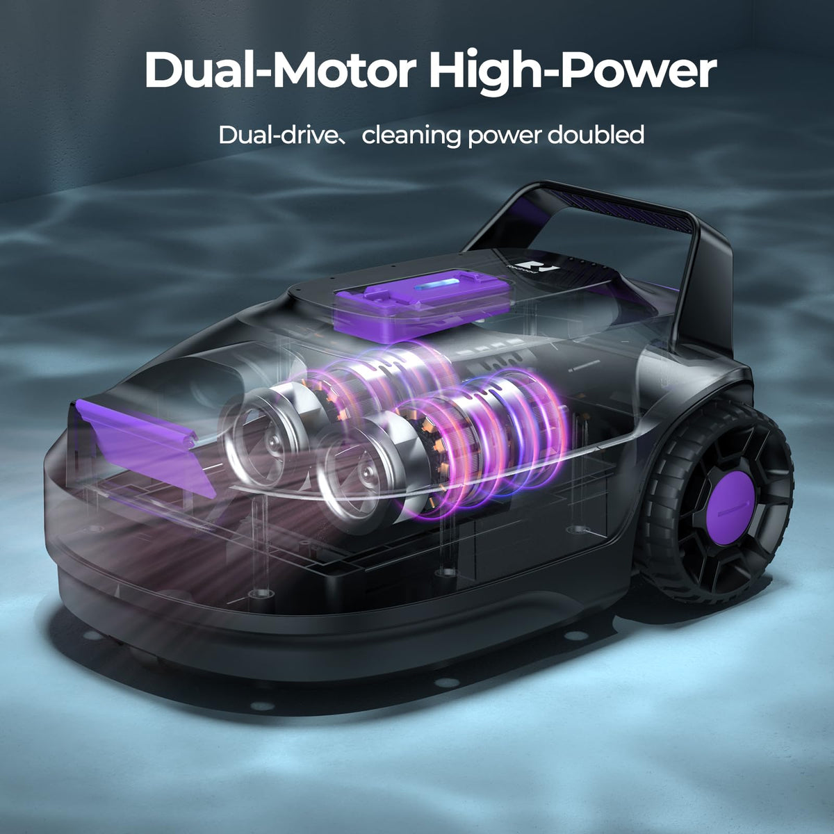 Redroad robotic pool cleaner dual suction ports enhance debris pickup.