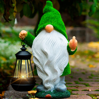Redwix Garden Gnome 11.8in with solar lantern for enchanting nighttime glow.