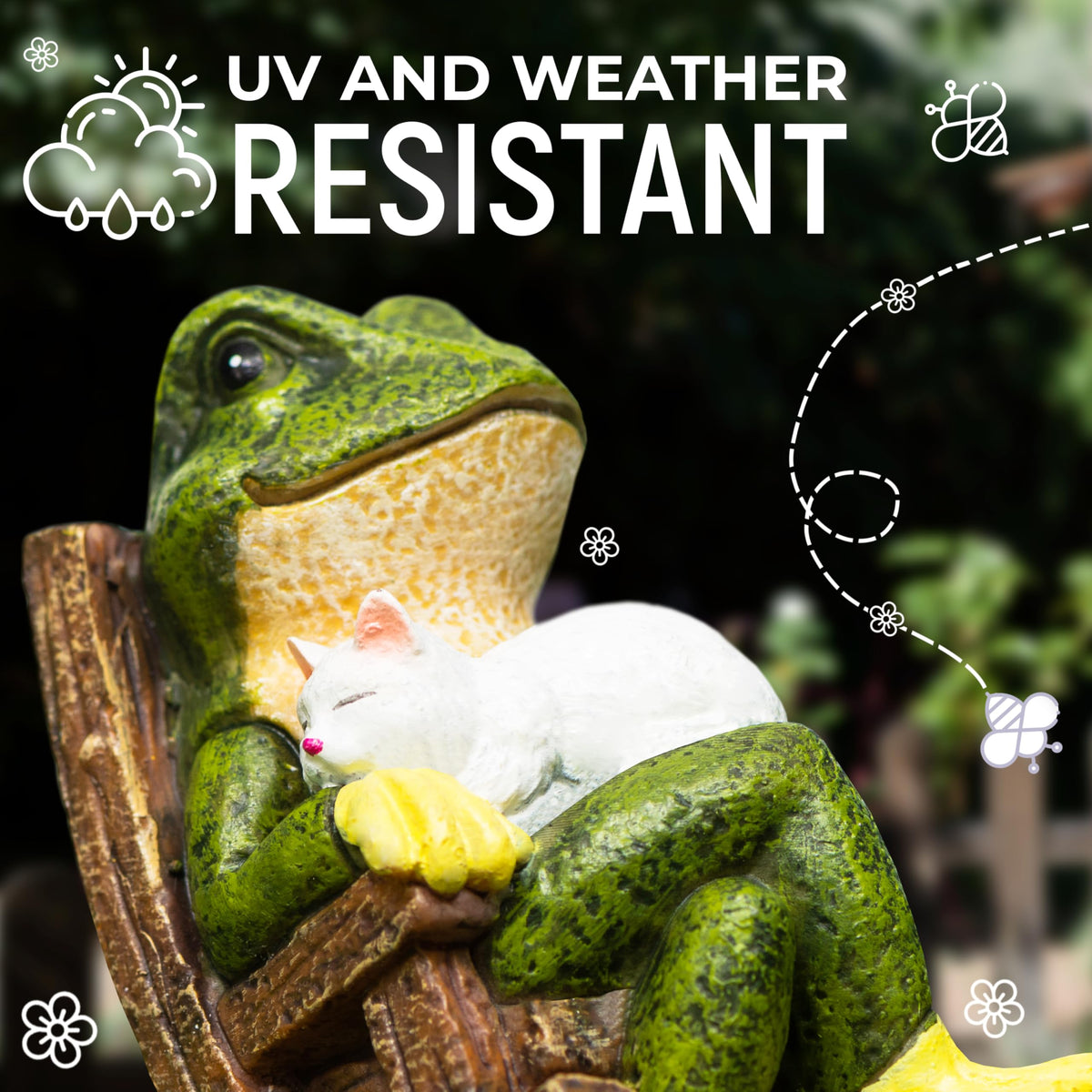 Redwix resin frog-cat garden ornament weatherproof for year-round display