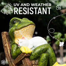 Redwix resin frog-cat garden ornament weatherproof for year-round display