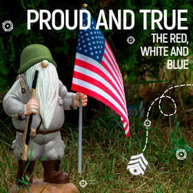 Redwix Veterans Day gift gnome idea, charming patriotic yard accent.