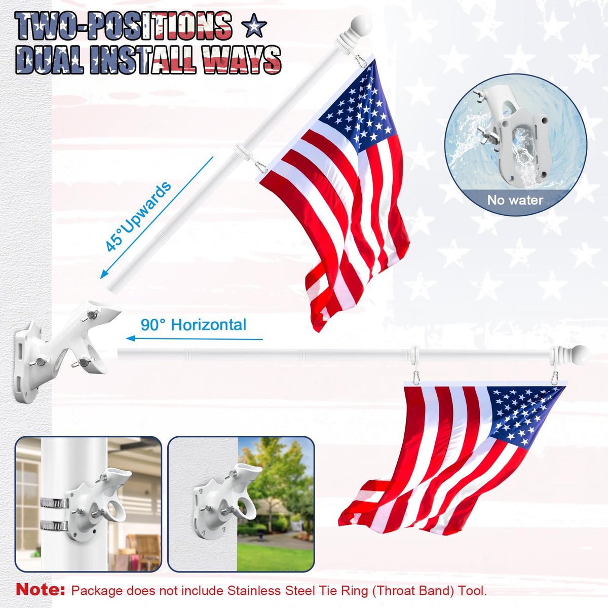 REERON flag pole supports 3x5 and 4x6 flags for versatile use