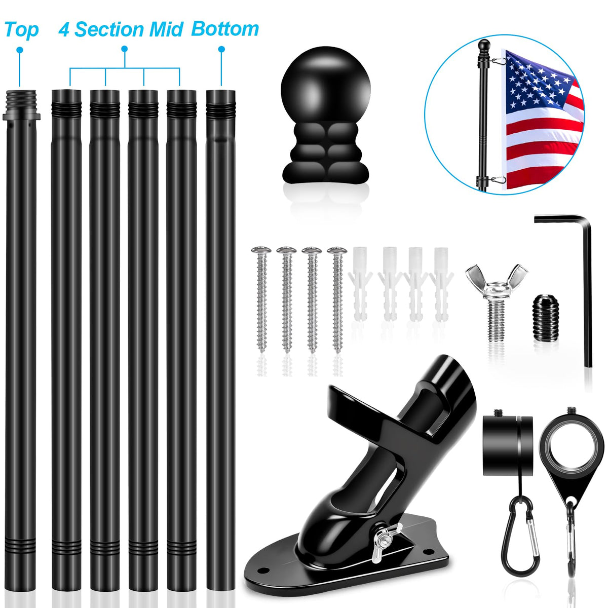 REERON adjustable flag pole sections provide flexible height options