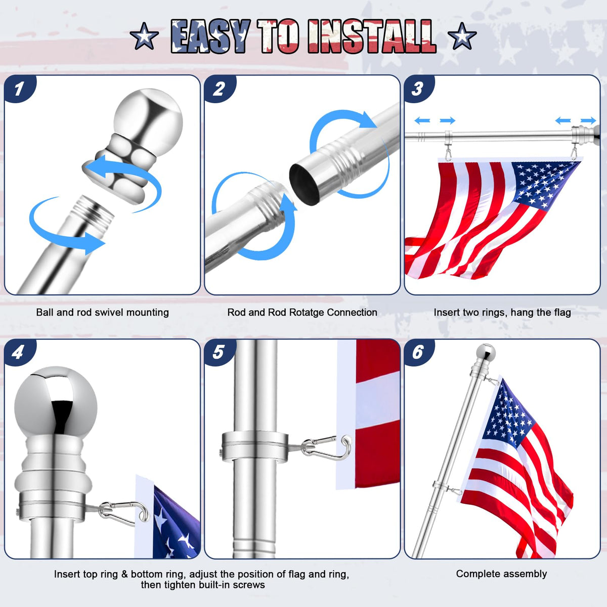 REERON compatible with 3x5ft and 4x6ft flags for versatile displays.