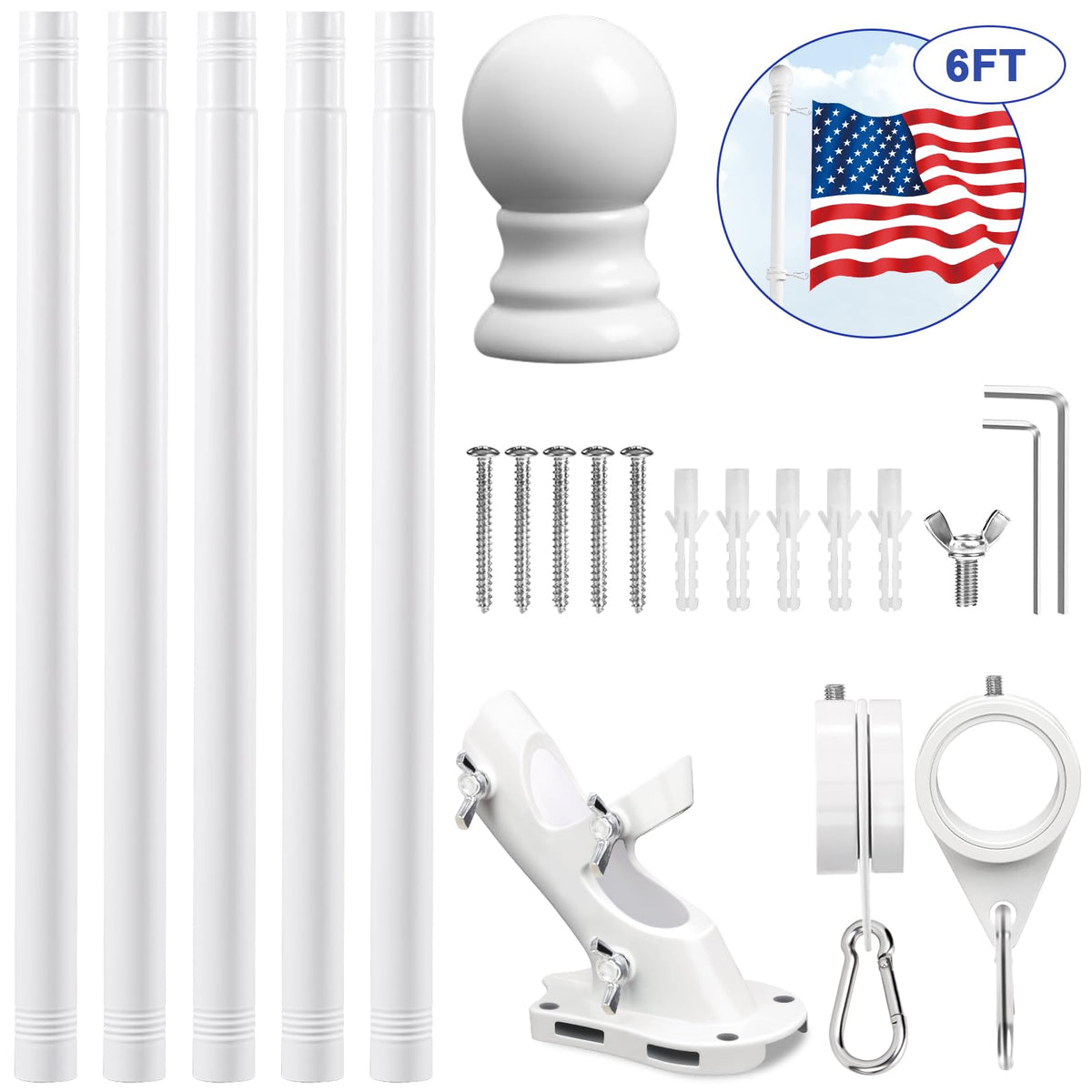 REERON flag pole rings 360-degree rotating for tangle-free operation