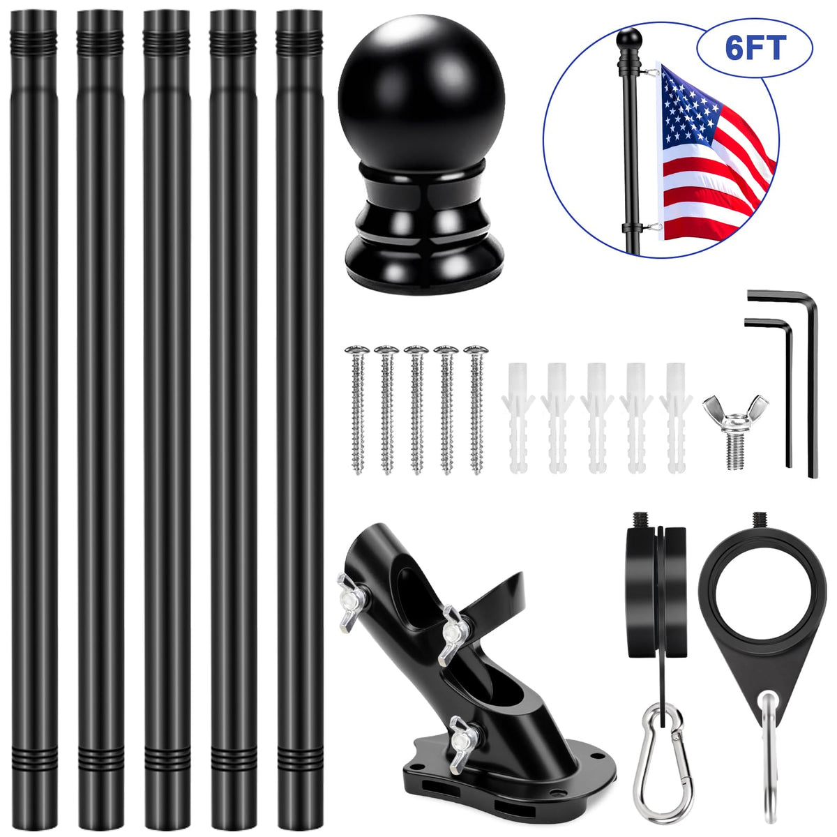 REERON flag pole 360° rings close-up showing smooth rotation