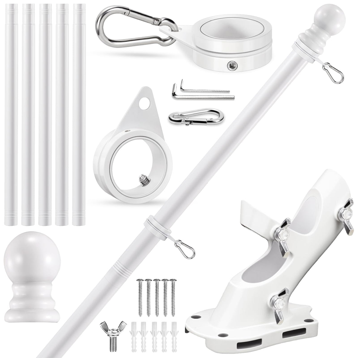 REERON flag pole kit 6ft stainless steel for durable outdoor display