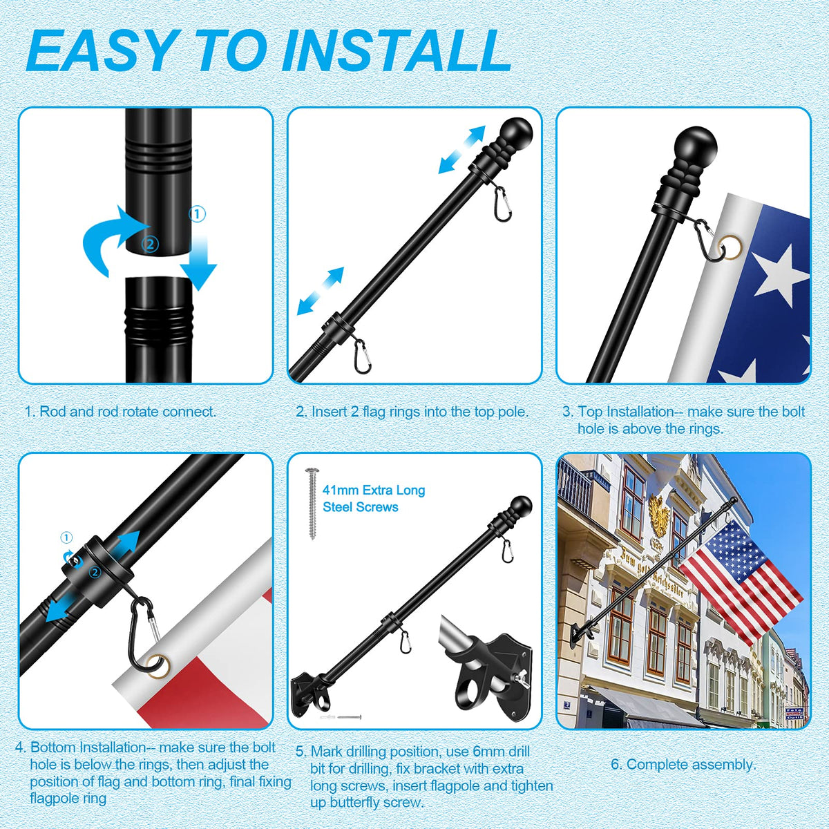 REERON heavy-duty screws and anchors ensure secure outdoor mounting
