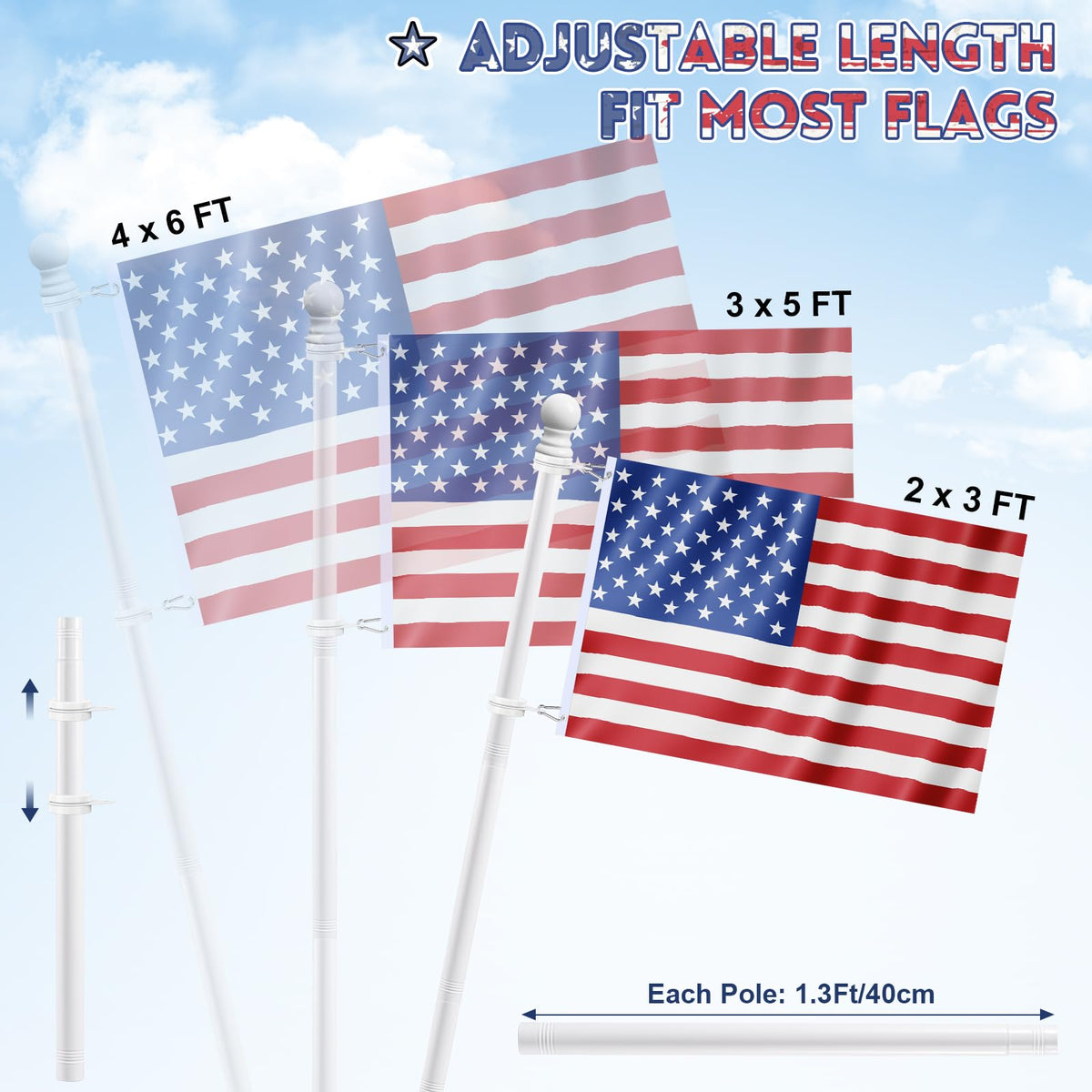 Easy tool-free assembly with REERON flag pole kit