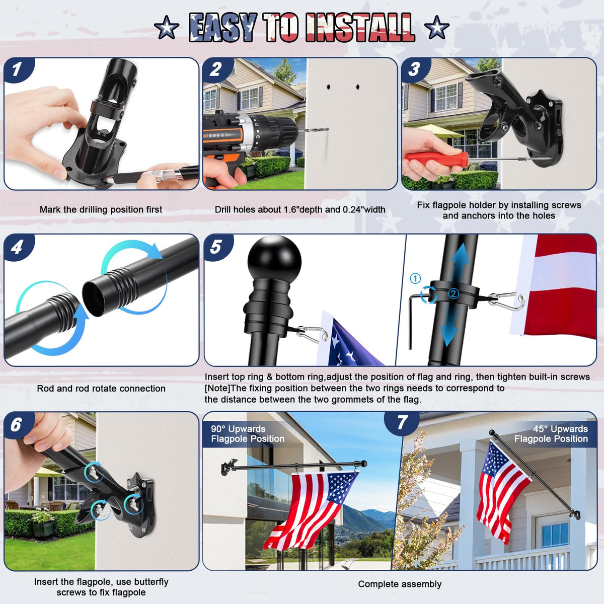 REERON wall mount with screws and anchors for secure outdoor installation