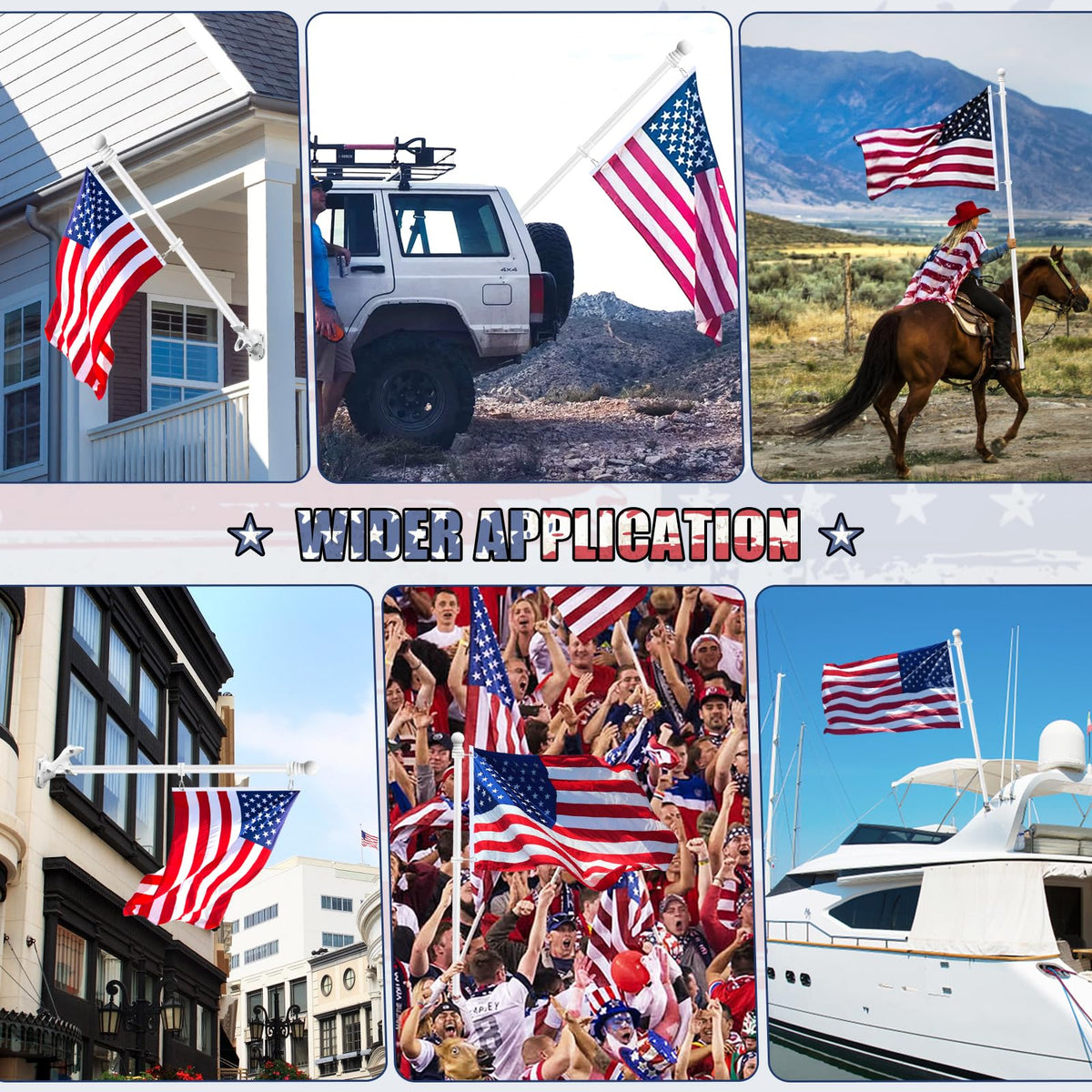 REERON weather-ready flag pole for porch, garden, or wall