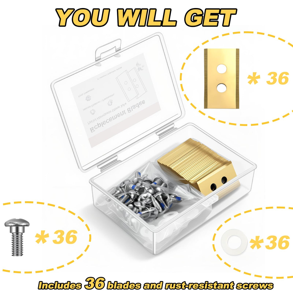 REEYEAR 36-piece kit includes screws and washers for effortless installation.