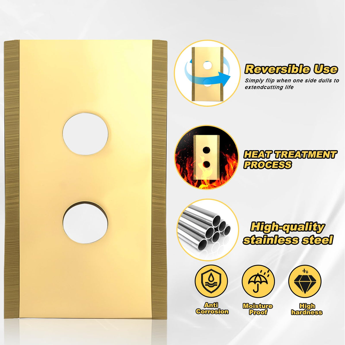 REEYEAR titanium-coated double-edged blades provide long-lasting sharpness and rust resistance.
