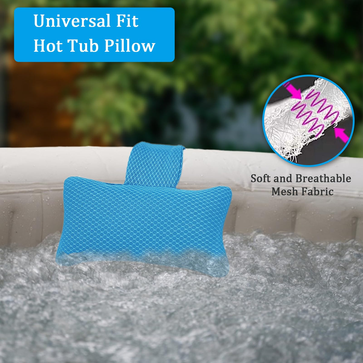 REEZEIVI quick-dry hot tub pillow ready for next soak after washing.