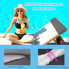 REEZEIVI headrest pillow with adjustable strap securing to chair backs 18-30 inches