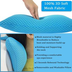 REEZEIVI ergonomic neck support pillow providing gentle cushioning for spa sessions.