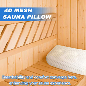 REEZEIVI washable sauna pillow demonstrates quick-dry design after use.