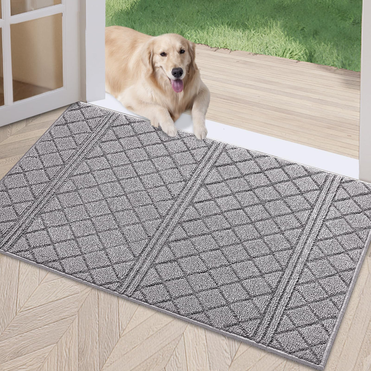 REFETONE indoor doormat 24x36 absorbs dirt and moisture to keep floors clean.