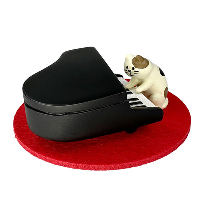 Refintural piano cat figurine detail with hand-painted accents for desk decor