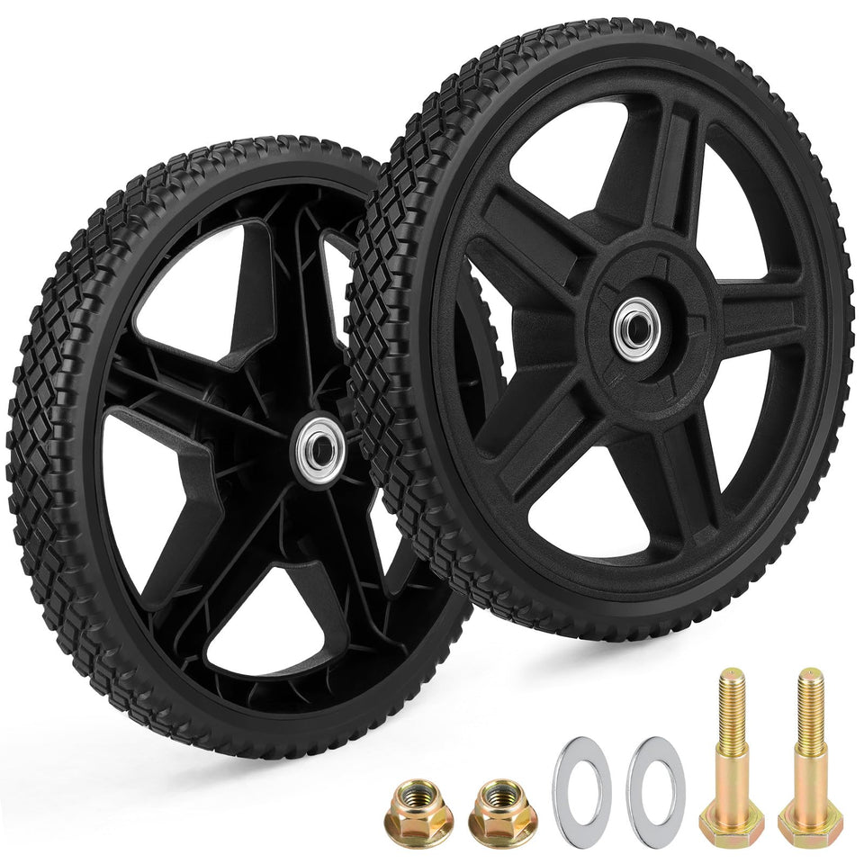 Refitial 12-inch universal lawn mower wheels – front view with 1/2 inch bore