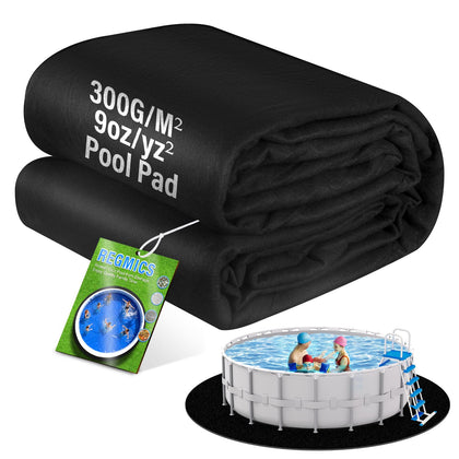 REGMICS 15ft round pool pad unfolded for easy setup and ground protection.