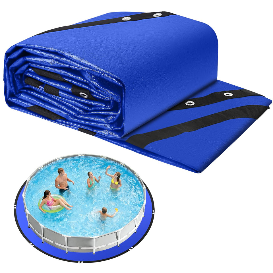 REGMICS 24FT Round Pool Liner Pad laid out for protection and liner support