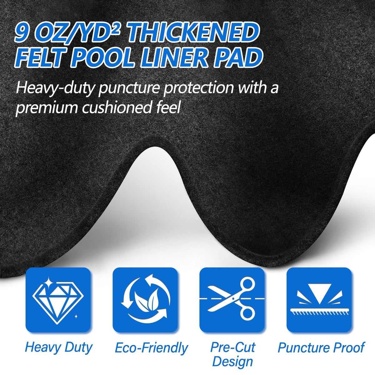 REGMICS black vapor barrier underpool mat blocks sunlight under the pool.
