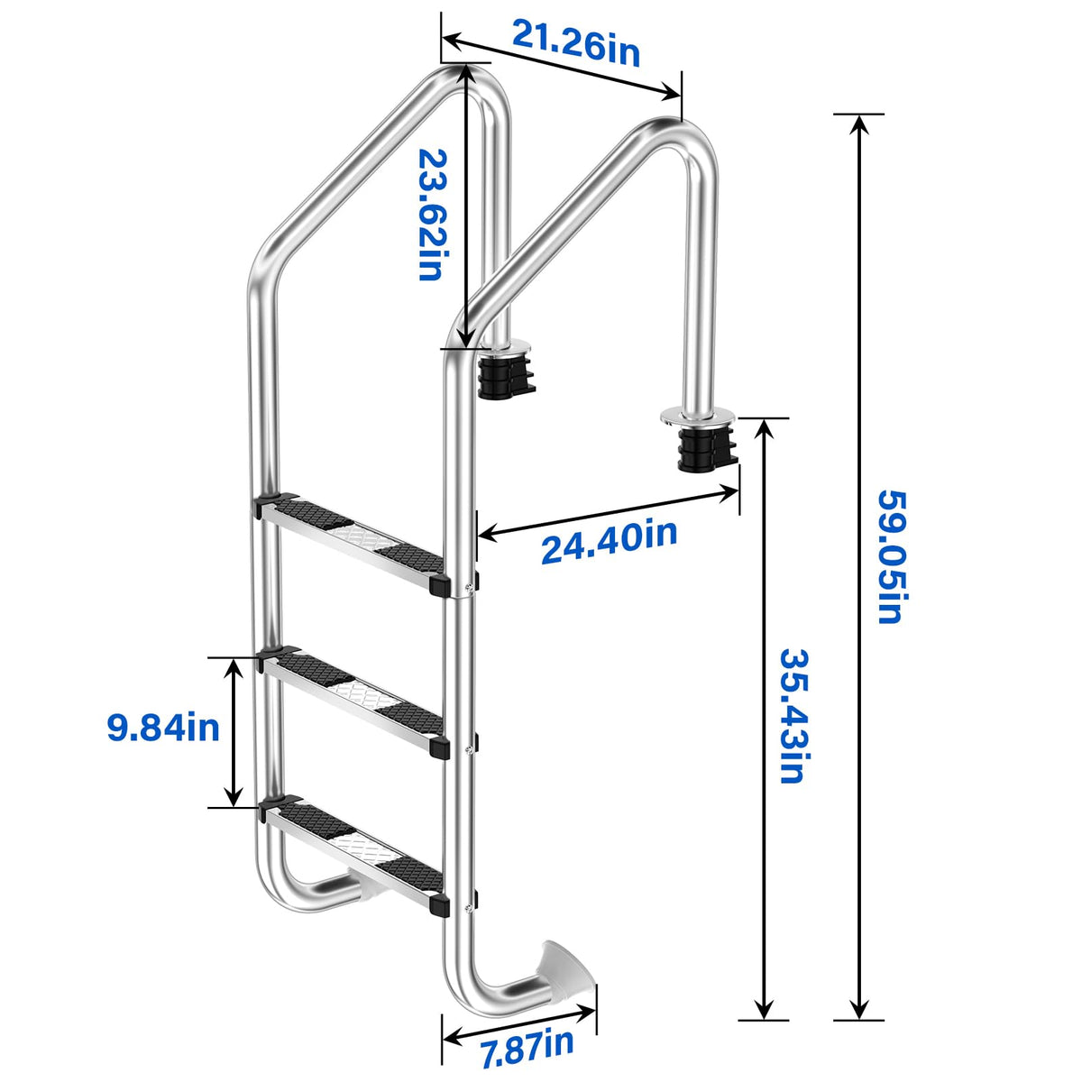 REGMICS outdoor-ready pool ladder suitable for indoor and outdoor use