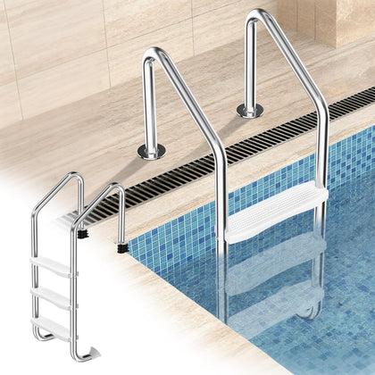 REGMICS 3-step pool ladder provides easy entry for inground pools