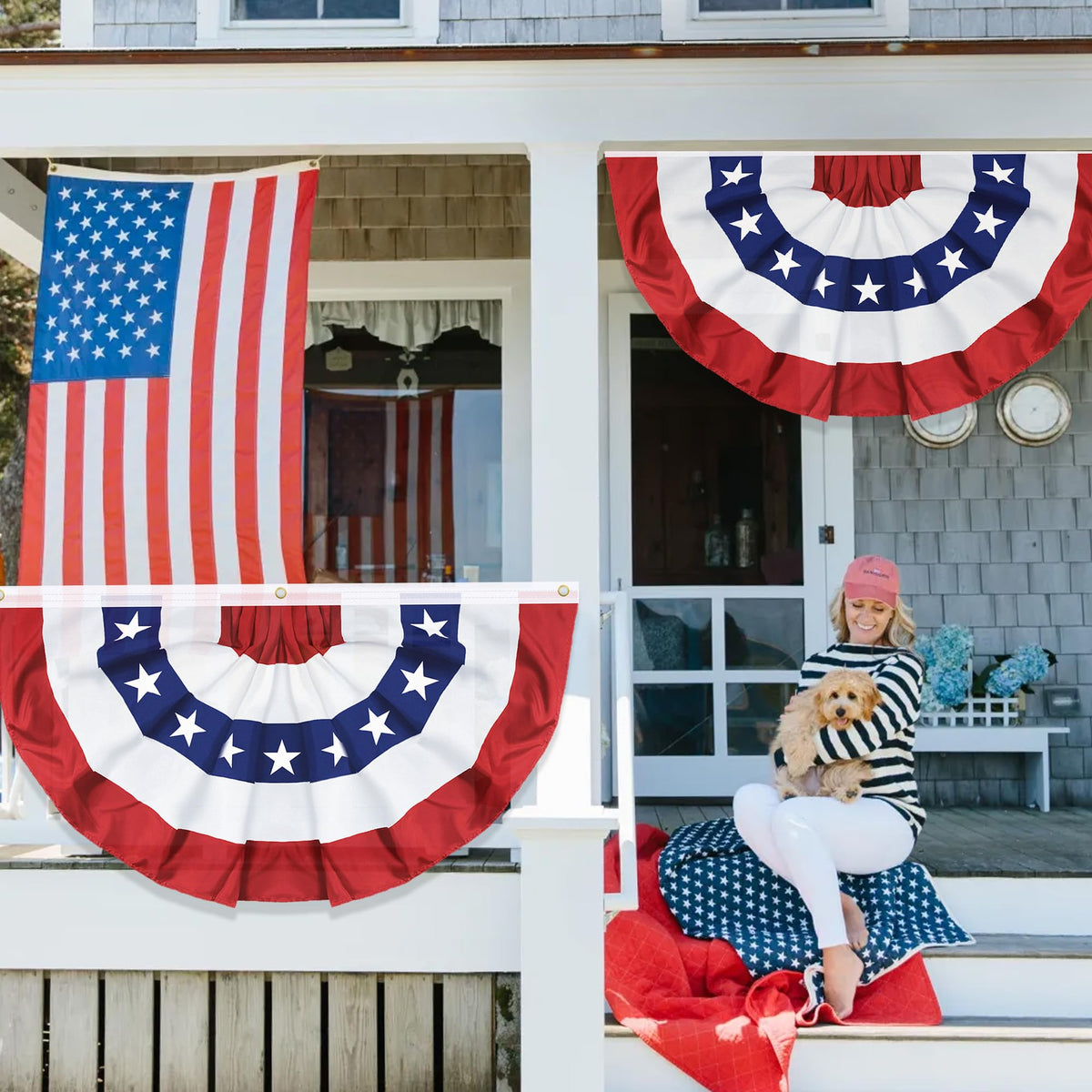 REGTEB weather-resistant polyester fabric suitable for outdoor patriotic banners.
