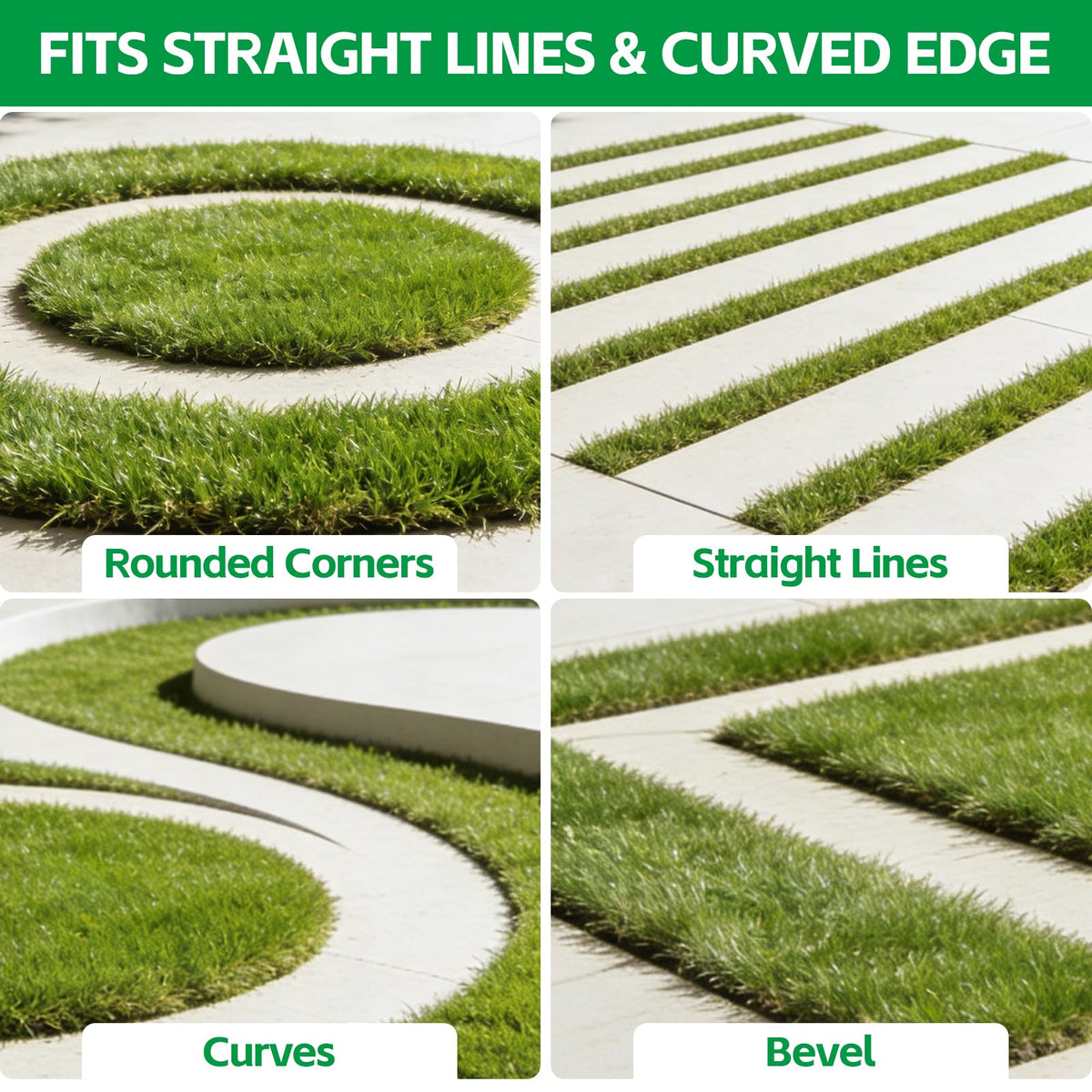 REILEIHODE edging action showing crisp borders along paths and beds