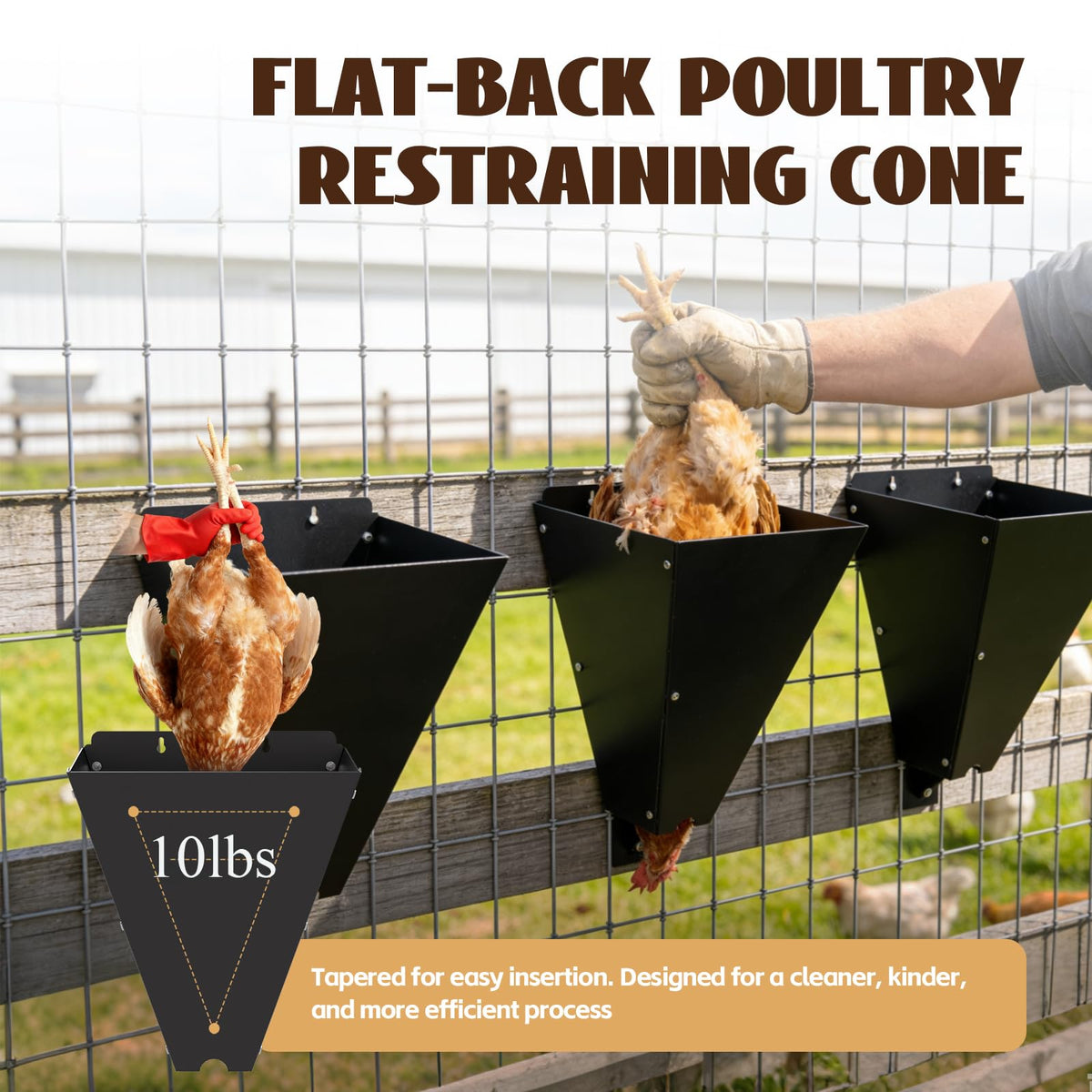 REILEIHODE poultry cone with wall-hanging holes for convenient storage