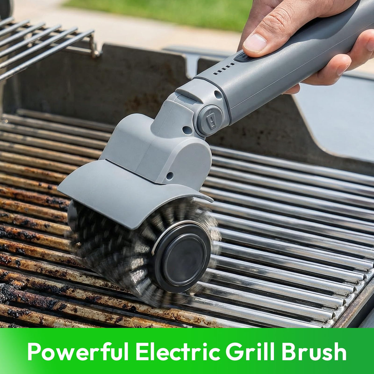 Reindeer Tools electric grill brush with 3-speed control tackles grime efficiently.