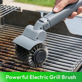 Reindeer Tools electric grill brush with 3-speed control tackles grime efficiently.