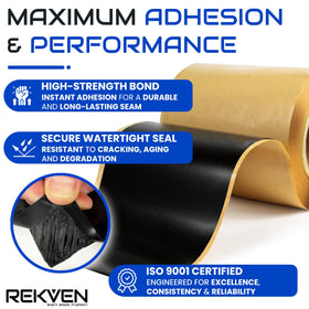 REKVEN double-sided butyl tape 6in roll creates durable outdoor seals