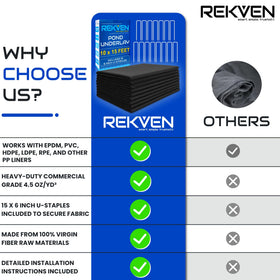 REKVEN underlayment suitable for koi ponds and various water features.