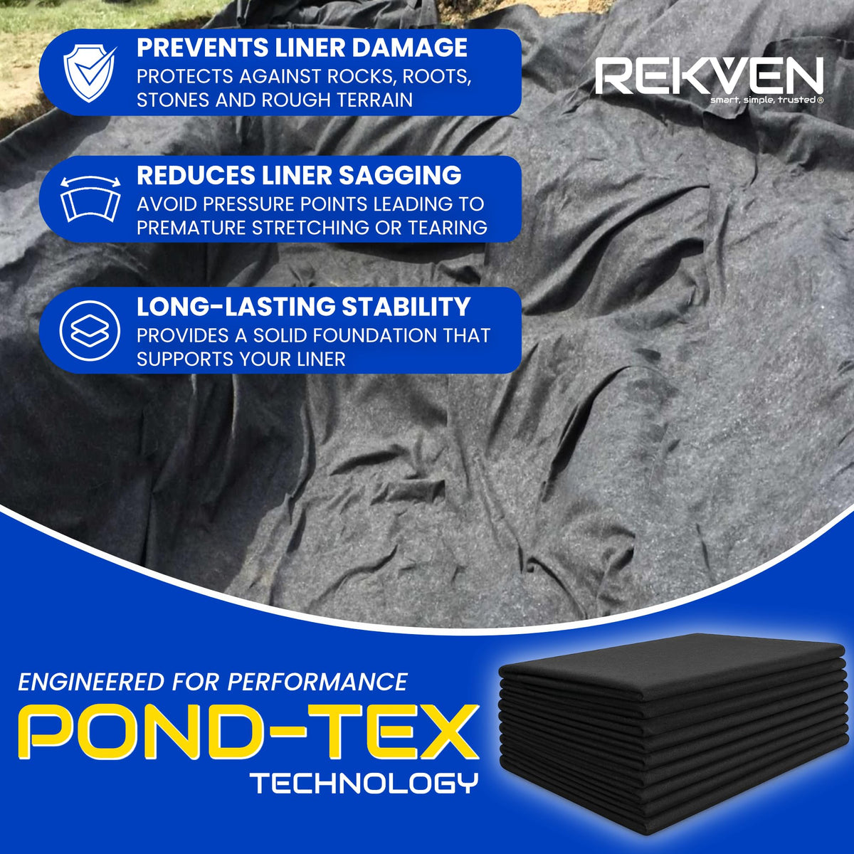 REKVEN liner protection layer reduces wear on pond liners.