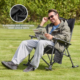 RELAX FIELD backyard rocking chair used for relaxation.